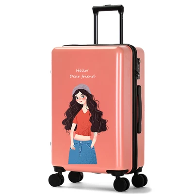 Модный роскошный чемодан на колесиках для женщин и мужчин, дорожный Багаж на колесиках, Спиннер, Корейская версия, коробка на колесиках с паролем - Цвет: Pink-F