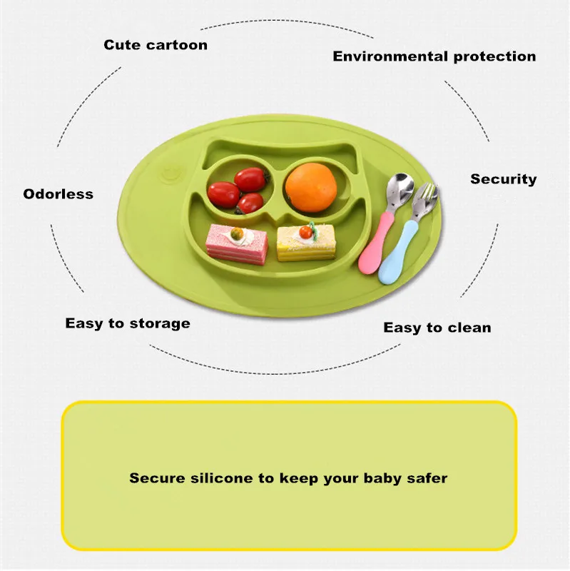New Infant Baby Feeding Tableware Safe Silicone Cute Animals Shape Slip-resistant Baby Dishes Snack Fruit Baby Feeding Set XSKP10 (3)