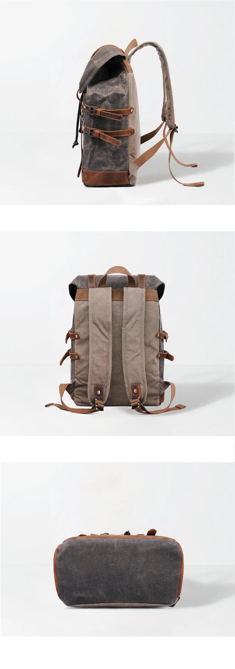Rostock canvas & leather Vintage Style Backpack