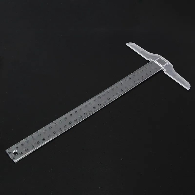 1 шт. 12 "пластик T фигурная линейка прозрачный размеры прямая Линейка Мера Инструмент для принадлежности для рисования