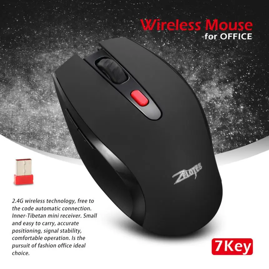 ZELOTES F13 беспроводная мышь с нано приемником 2 4G Портативная Мобильная игровая 18May21