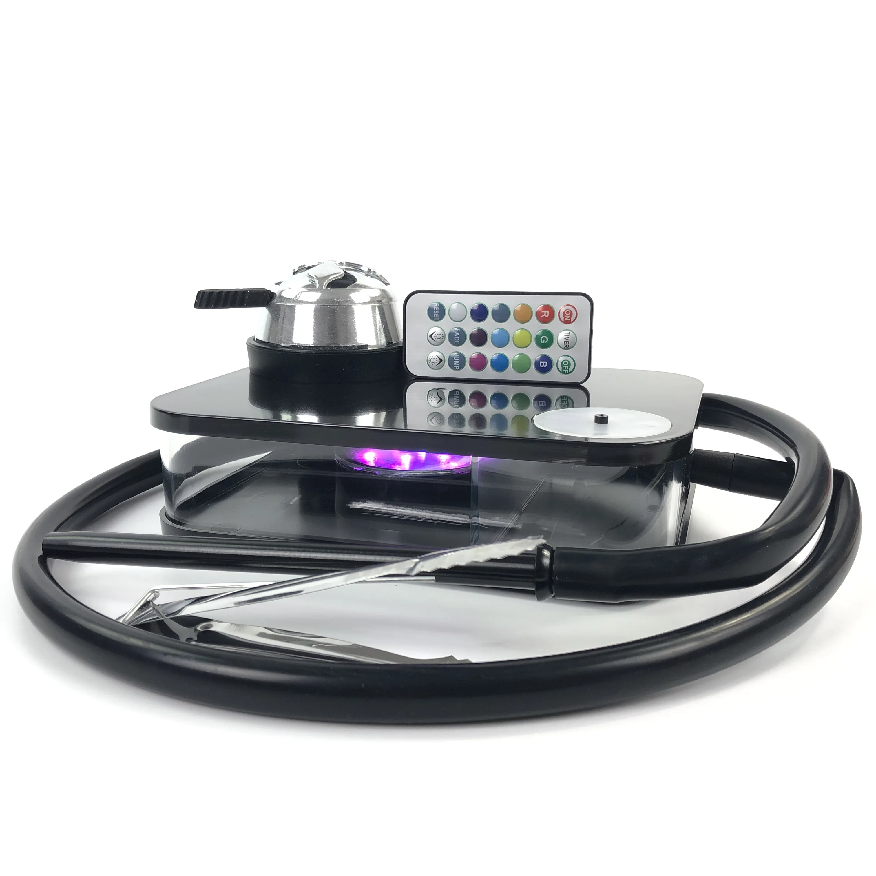 

Modern Acrylic Hookah Shisha Black Narguile Nargile Smoking Water Pipe With LED Light factory wholesale Drop Shipping Gift