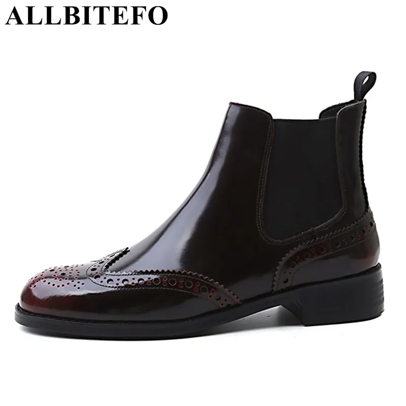

ALLBITEFO fashion brand genuine leather women boots low heel platform ankle boots High quality Autumn winter ladies boots shoes
