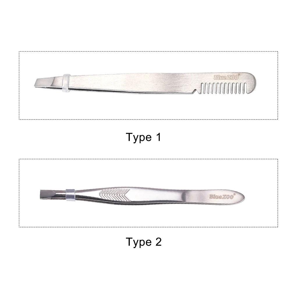 Синий зоо из нержавеющей стали пинцет для бровей клип с плоским наконечником ресницы расширение Пинцет щипчики макияж инструменты amp аксессуары