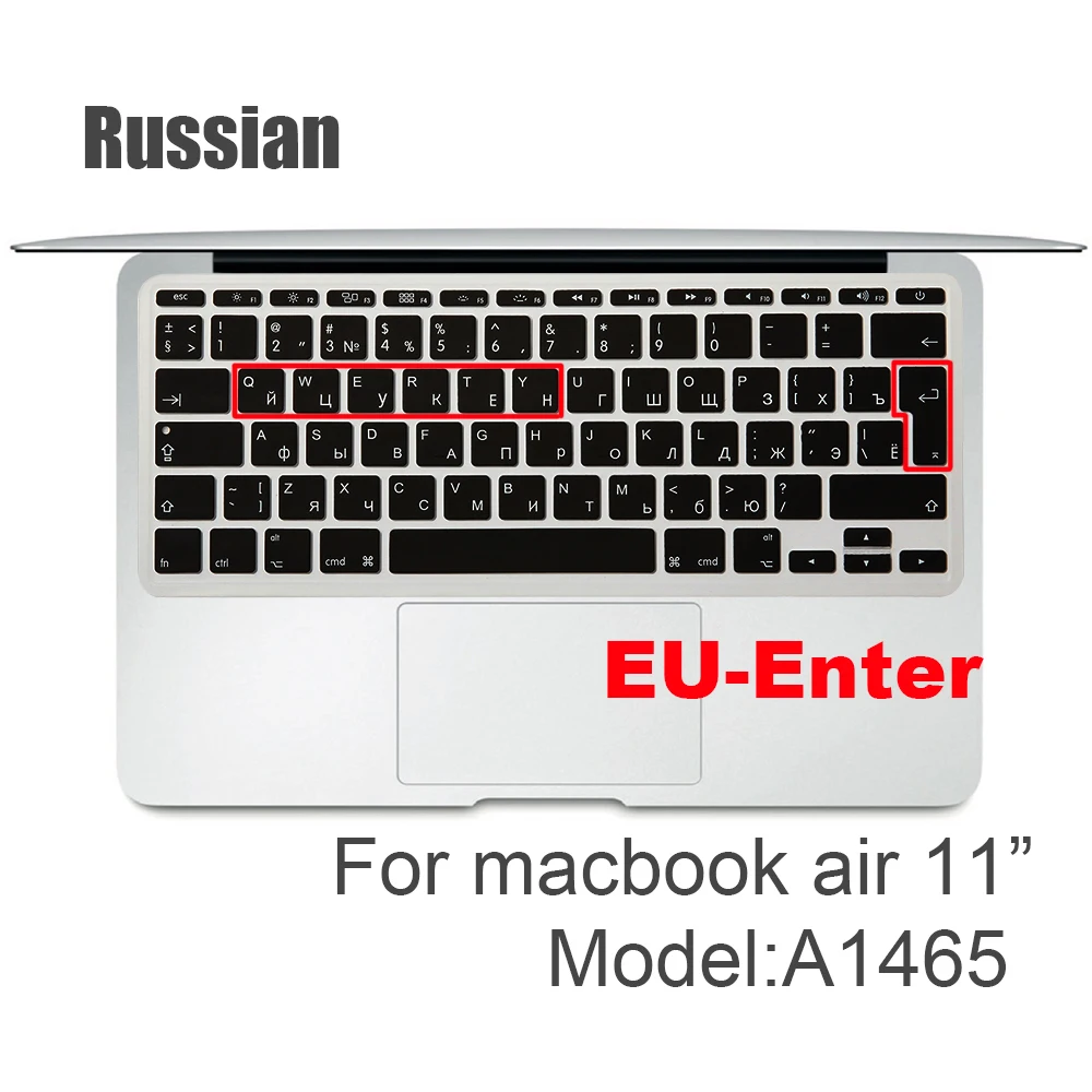 Русский ЕС и США-введите Клавиатура Обложка протектор для Macbook Pro 13Air 11 12 15 Сенсорная панель Модель A1706/A1466 A1707/A1990/A1398/A1534