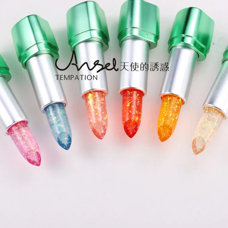 Angel Aloe Vera lipstick with diamond glitter cream moisturizing long lasting temperature change color jelly lipstick HF089