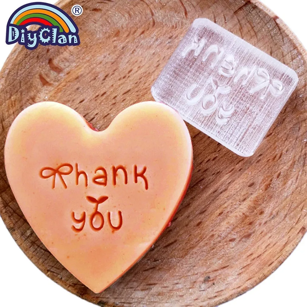 

Thank You Handmade soap stamp Clear resin diy natural organic glass soap making chapter with handle acrylic seal customize3Z0237