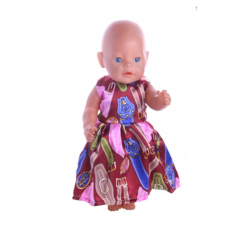 Hot Style 43cm Baby Born Zapf Doll &18inch American Doll Clothes Fashion Red Long Dress Outfit for Baby Born Doll n870 american-doll-clothes