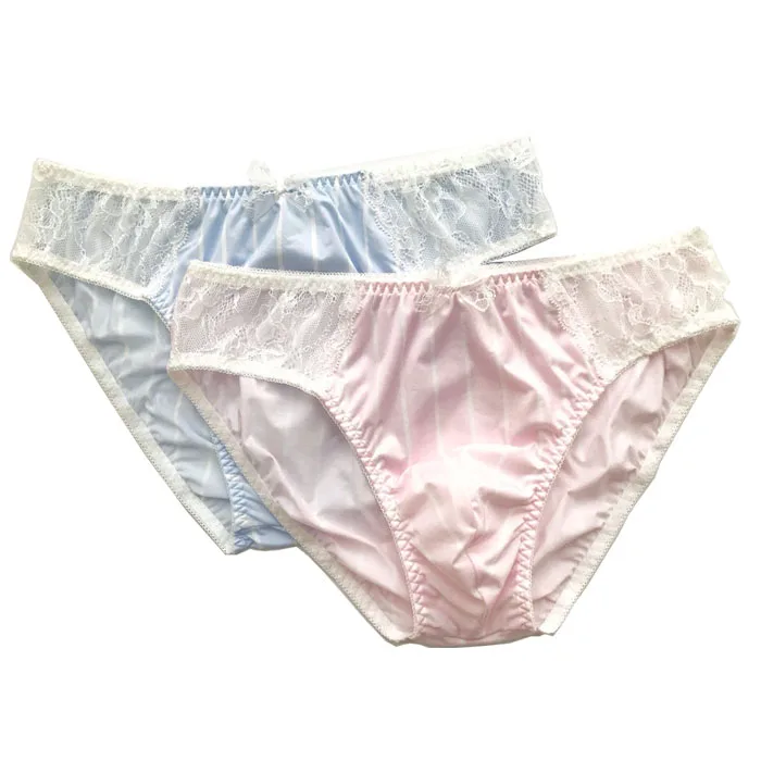 

Sexy Sissy Underwear Men Soft Milk Silk Bikini Briefs Stripe Gay Men's Underwear Underpants Panties Party Clubwear