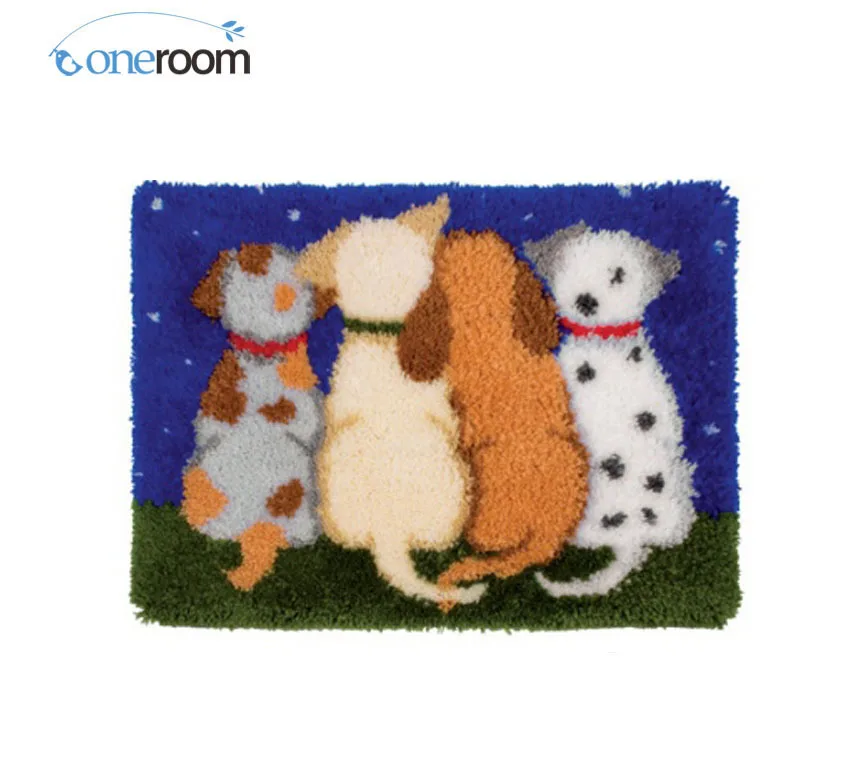 

oneroom Needlework Crocheting Rug Yarn Cushion Embroidery Carpet DIY Mat Needlework Kit Latch Hook Rug Kit Cartoon Cute Cat