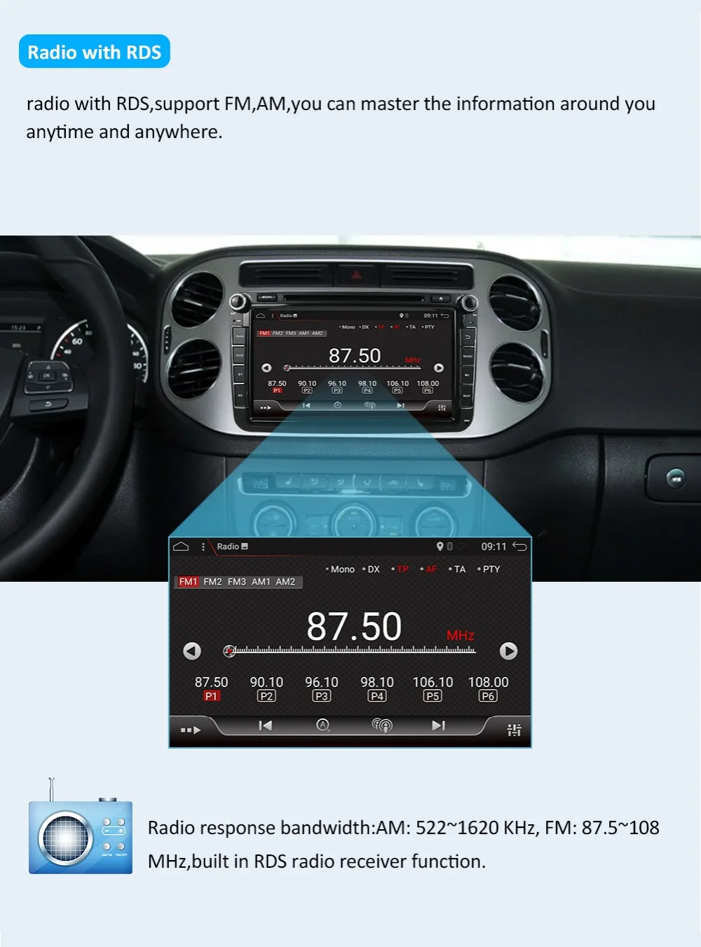 Discount 2din android 8.1 8 core car multimedia For Volkswagen Skoda/Seat/Passat/b7/POLO/GOLF5 6/Caddy/Yeti/Touran/Lavida/Tiguan car GPS 9