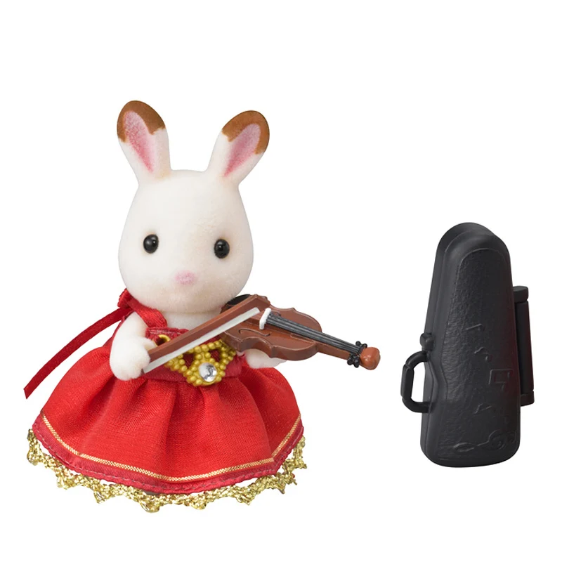 Sylvanian Families пушистый кукольный домик, фигурка шоколадного кролика, сестры и скрипки, игровой набор для девочек, детский подарок#6009 Новинка - Цвет: chocolate rabbit