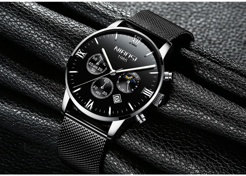 Uhren Herren NIBOSI Gold And Black Men's Quartz Watch Business Watch Brand Luxury Dress Analog Wristwatch Waterproof Full Steel (18)