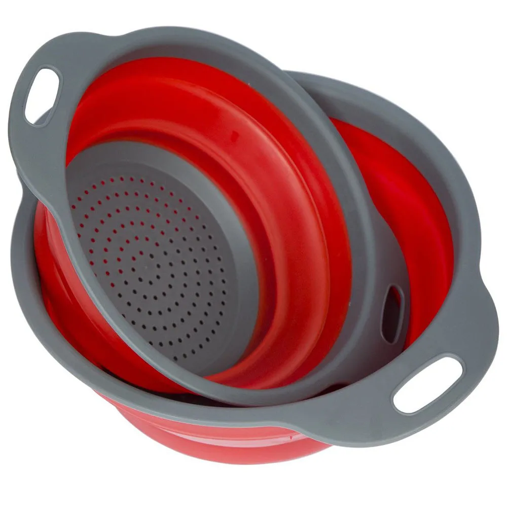 2 Pieces Collapsible Silicone Colander Folding Kitchen Silicone