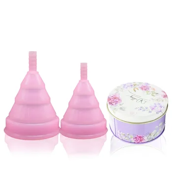 

2 Pcs Foldable Menstrual Cup Set Soft Copa Mestrual De Silicona Medica Feminine Hygiene Cups Period Mestrual Cup S/L With Box