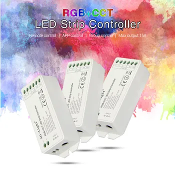 

Original Mi Light DC12V~24V RGB+CCT LED Strip Controller 15A Max Putout Group/Remote/APP control For 3528 5050 RGB CCT LED Light