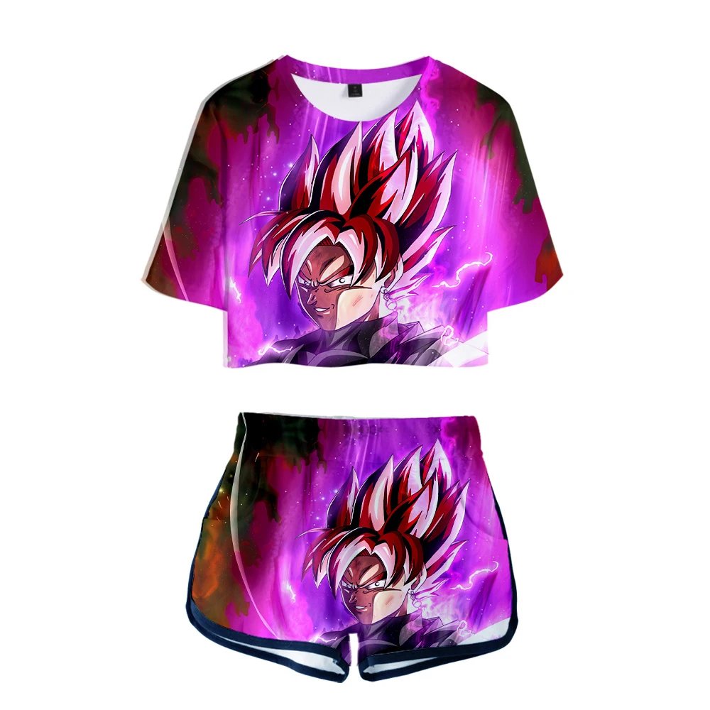 Аниме DRAGON BALL 3D Печатный стиль Kpop модный сексуальный топ на пуговицах живота +
