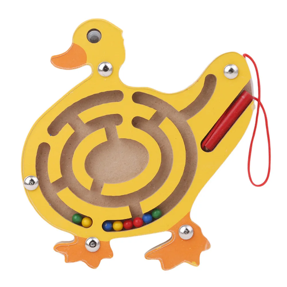 Детский Магнитный лабиринт игрушка деревянная головоломка для детей игра игрушка Дети Ранний Образовательный мозговой тизер деревянная игрушка интеллектуальная головоломка доска - Цвет: Duckling