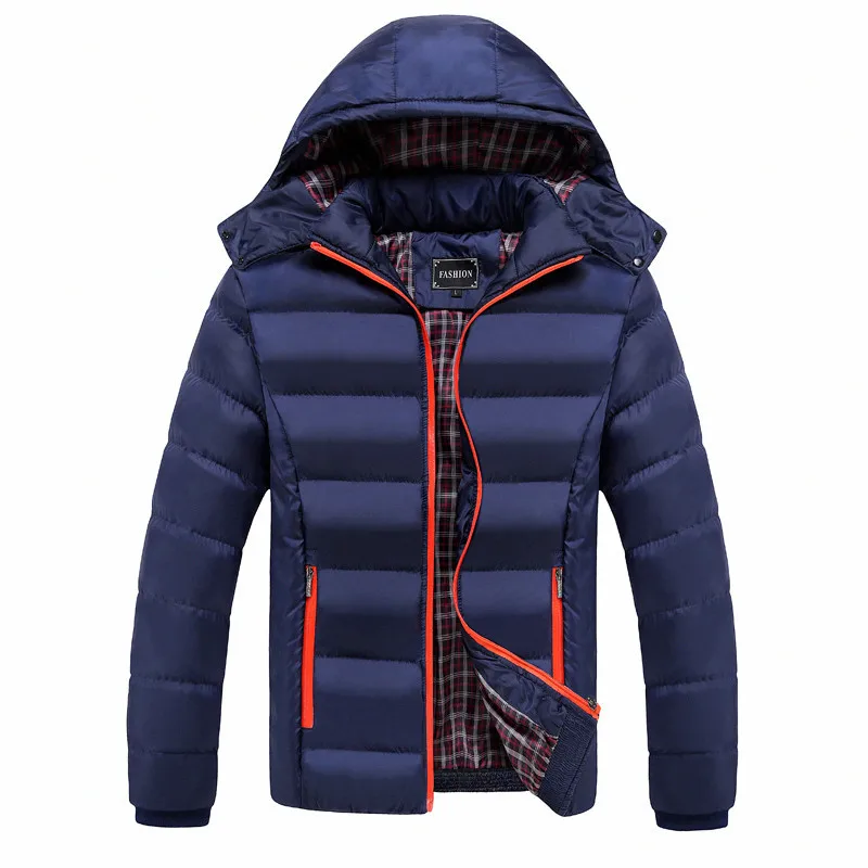 RUELK 5XL мужская зимняя куртка, теплые мужские пальто, модные толстые теплые мужские парки, Мужская брендовая одежда в стиле кэжуал - Цвет: DEEPBLUE
