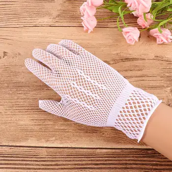 

Women Summer UV-Proof Driving Gloves Dance Costume Lace Gloves Mesh Fishnet Gloves Solid Color Mittens High Quality