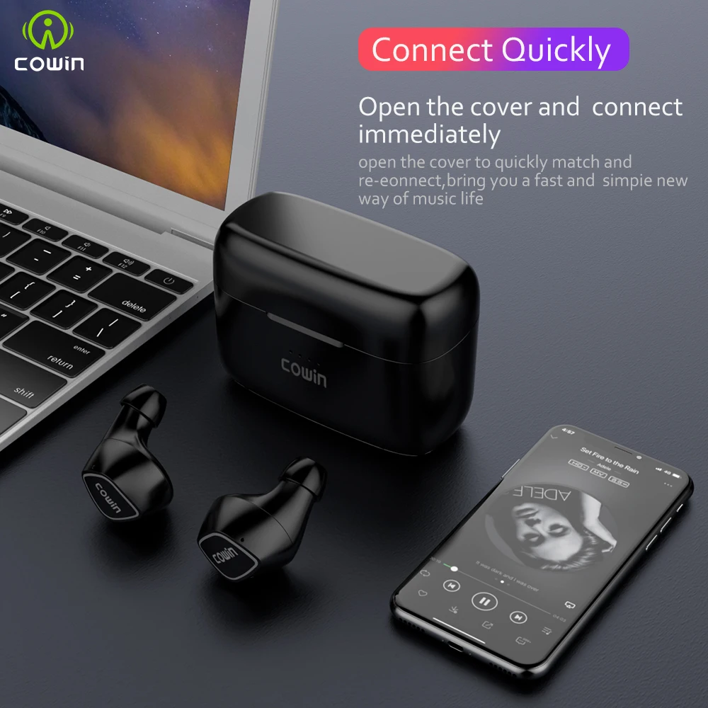 Cowin ky02 сенсорные bluetooth-наушники 5,0, настоящие беспроводные наушники в ухо, стереогарнитура, Спортивная гарнитура iptx5с микрофоном, гарнитура, коробка