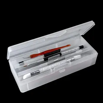 

Double-layer Rectangle Translucent Plastic Storage Box Nail Dotting Drawing Brush Pen Polishing Sponge Buffer Container Case New