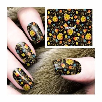 WUF 1 Sheet Chic Flower Designs Nail Art Water Decals Transfer Sticker Decorations Tool 159