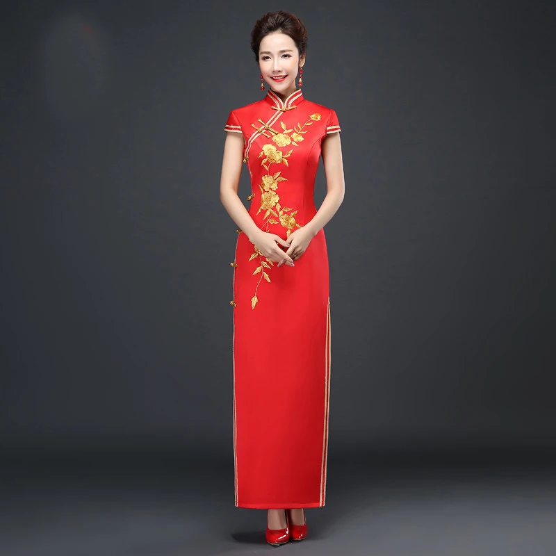 Slim Long Cheongsam Dress Chinese 