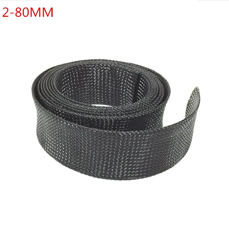 Высокое качество Черный 2-80 мм кабель рукав черный провод защита ПЭТ нейлоновый кабель рукава провода кабель плетеный кабель рукав
