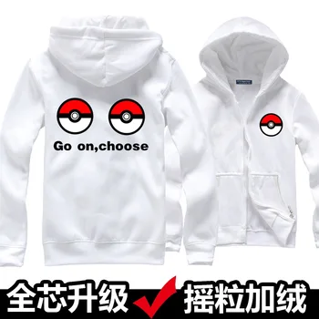 

5 Colours Anime pokemon go Zipper Hoodies winter shell jacket sweatshirt soft warm coat Outerwear tracksuit fleece