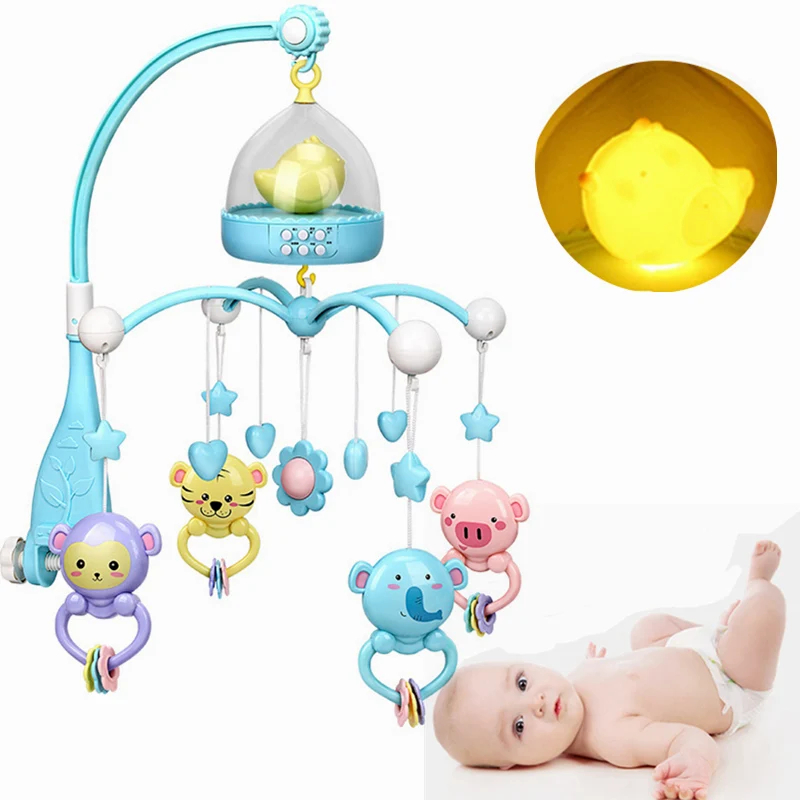 

Newborn Baby Rattles Bed bell Toys 0-12 Months infant Crib Mobile Musical Bed Bell Cartoon Early Learning With Teether Kids Toy