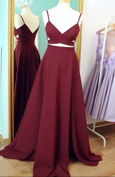 

Sexy Simple Burgundy Long Prom Dresses V Neck Spaghetti Straps Elegant Formal Teens Evening Party Dresses Dark Red Cheap