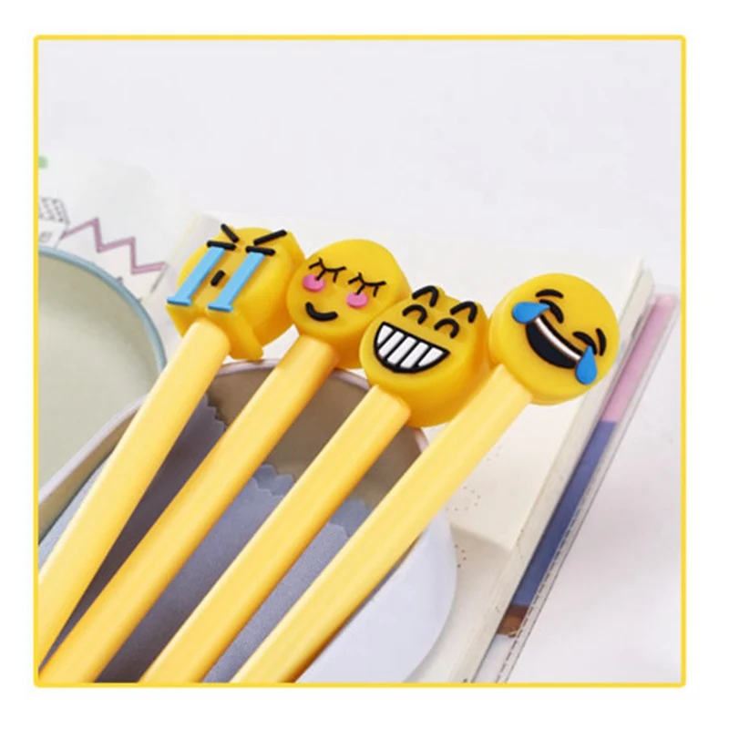 

4 pcs 0.5MM Kawaii Emoji Children Gel Pen Kids Smiling Face Student Stationery Office Learning Black Ink Pen Writing Supplies