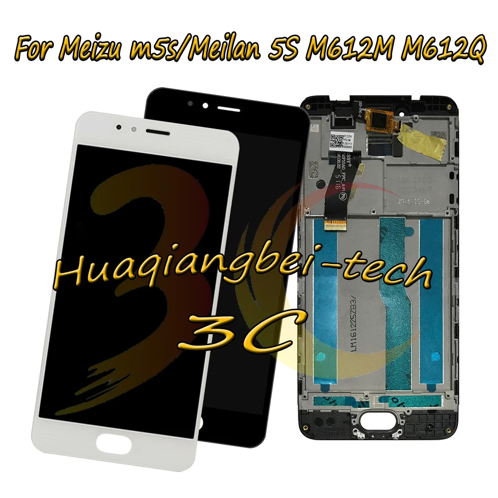 

New 5.2" For Meizu m5s / Meilan 5S M612M M612Q Full LCD DIsplay + Touch Screen Digitizer Assembly With Frame 100% Tested