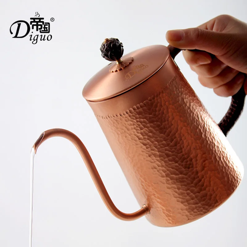 Red copper coffee pot swan neck drip pot long mouth 700mlfor single coffee