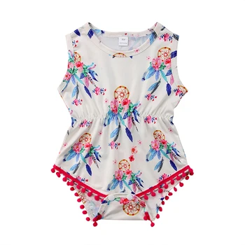 

Floral Newborn Baby Girl Summer Sleeveless Tassel Ball Princess Romper Jumpsuit Outfits Sunsuit Party Costume