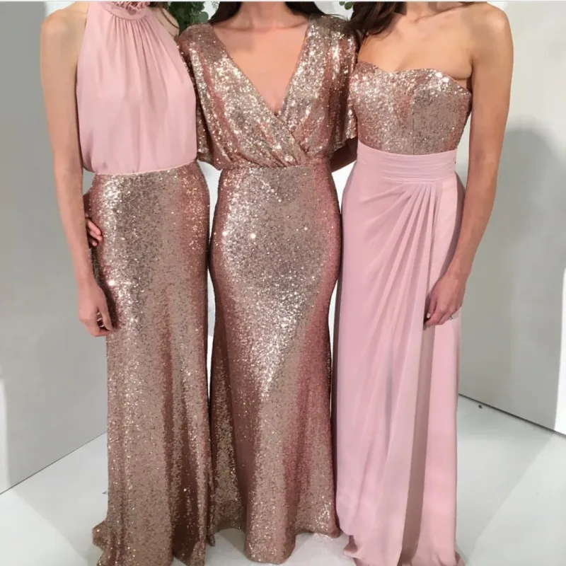 peach sequin bridesmaid dress