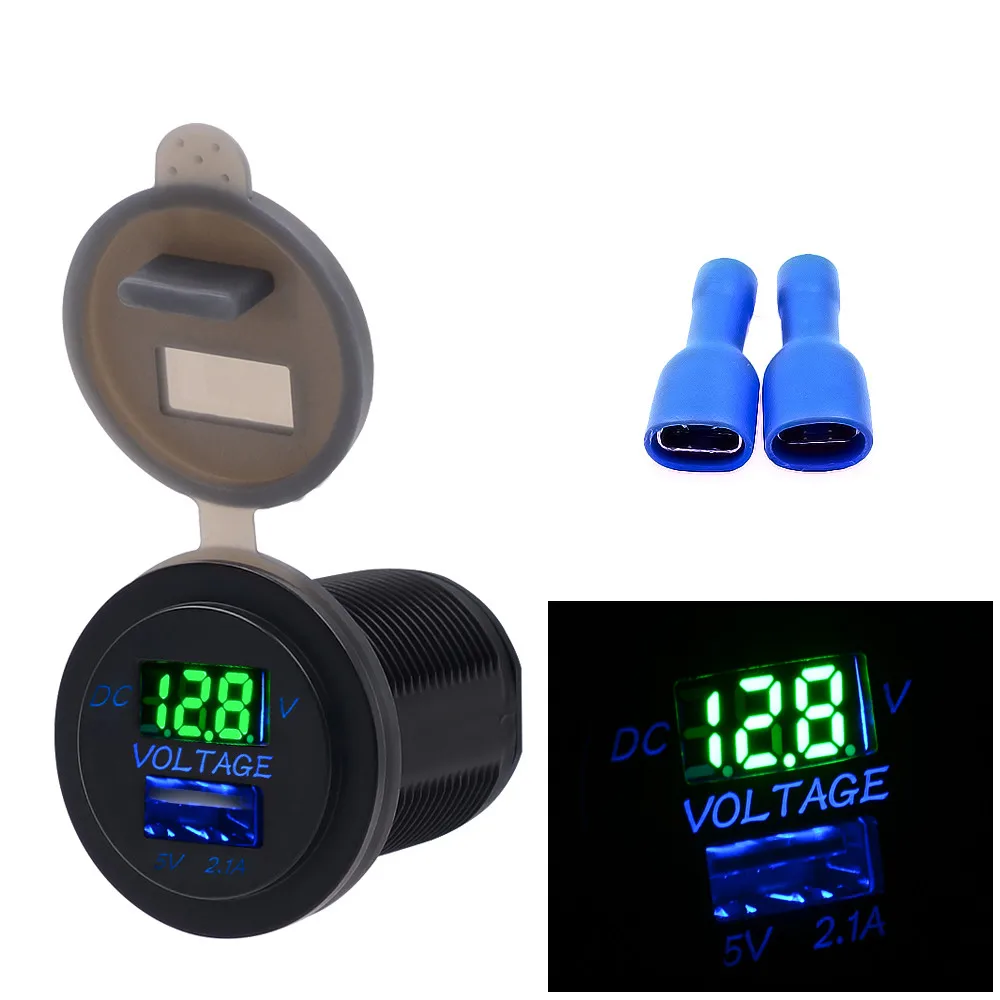 

Motorcycle Accessories 5V Car Charger 2.1A USB Charger Socket Adapter Voltmeter Outlet For 12V 24V Motorcycle Car