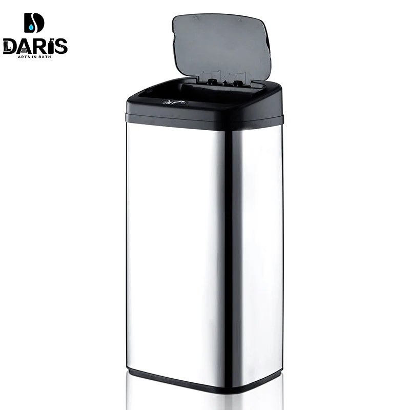 

Rectangular Shape 40Litre Automatic Touchless Stainless Steel Automatic Smart Infrared Motion Sensor Waste Bin Kitchen Trash Can