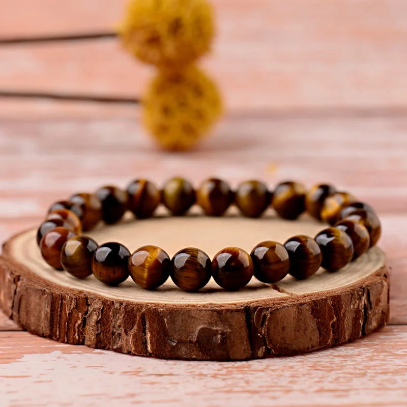 

Classic Charm Natural Tiger Eye Stone Beas Bracelet Men Black Lava Energy Balance Bracelet For Women Male Pulseira Bileklik