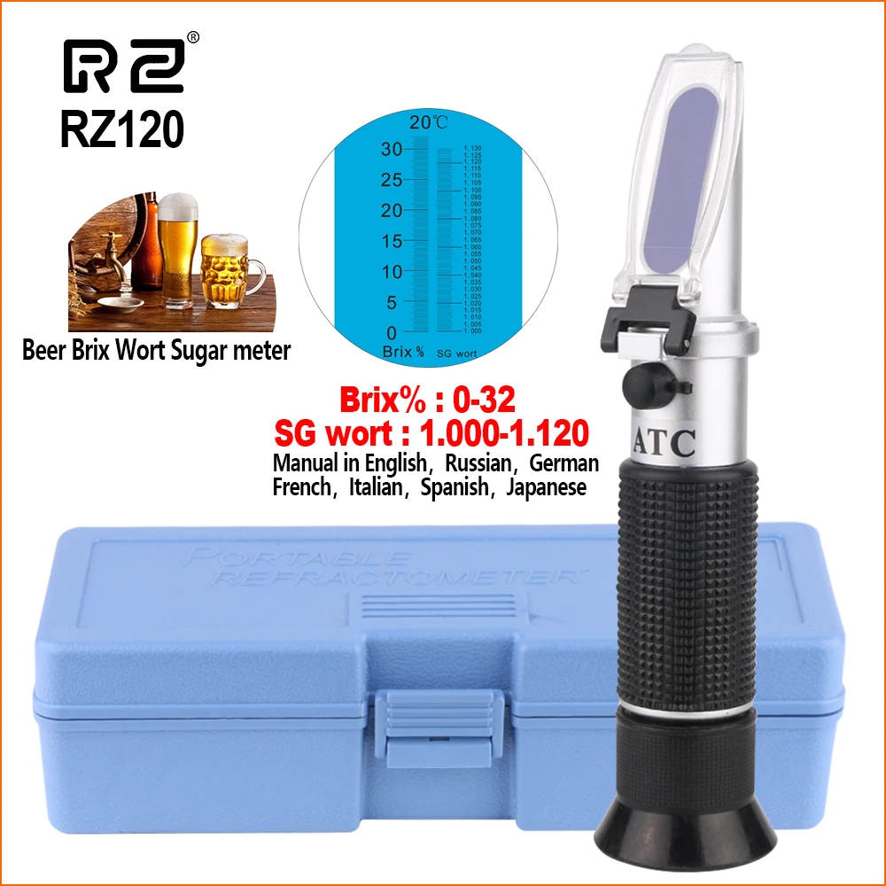 Рефрактометр RZ RZ120 для спирта пива сахара ручной портативный автоматический