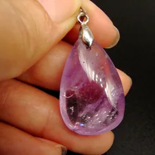 Новые Большие женские 925 пробы серебряные ювелирные изделия День Святого Валентина кристалл кулон аметист ожерелье