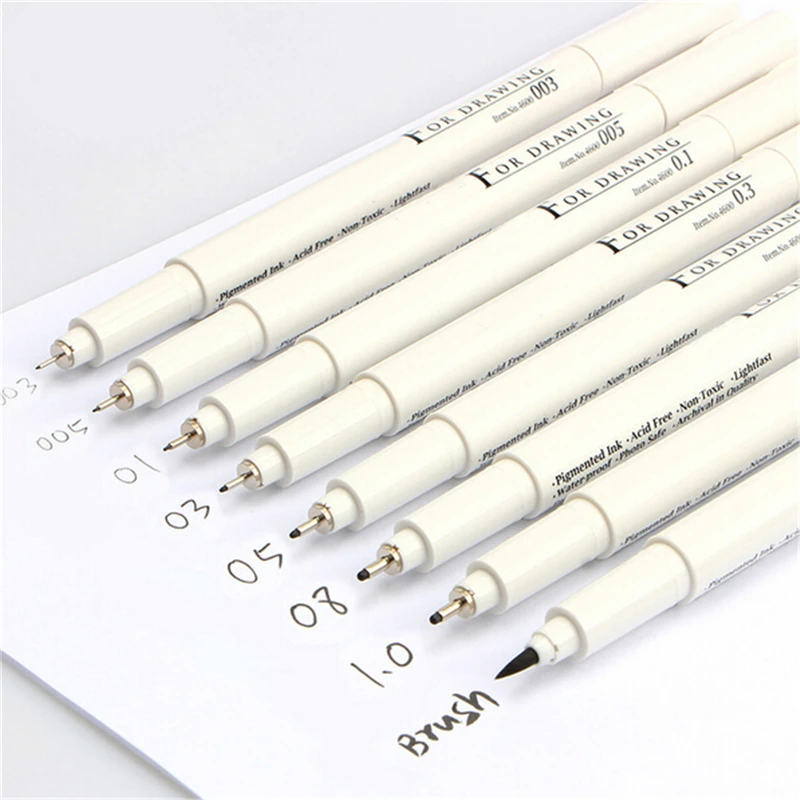 Sketch Liner/Brush 0.03mm/0.05mm/0.1mm/0.3/0.5/0.8/1.0mm Drawing Ultra Fine Line Pen Good Chemical Resistant Pen Painting