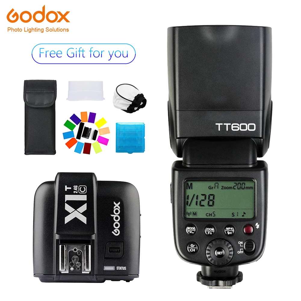 

Godox TT600 Speedlite Flash Wireless 2.4G+X1T-C Transmitter Wireless Flash Trigger photography for Canon 1100D 1000D 7D 6D 60D