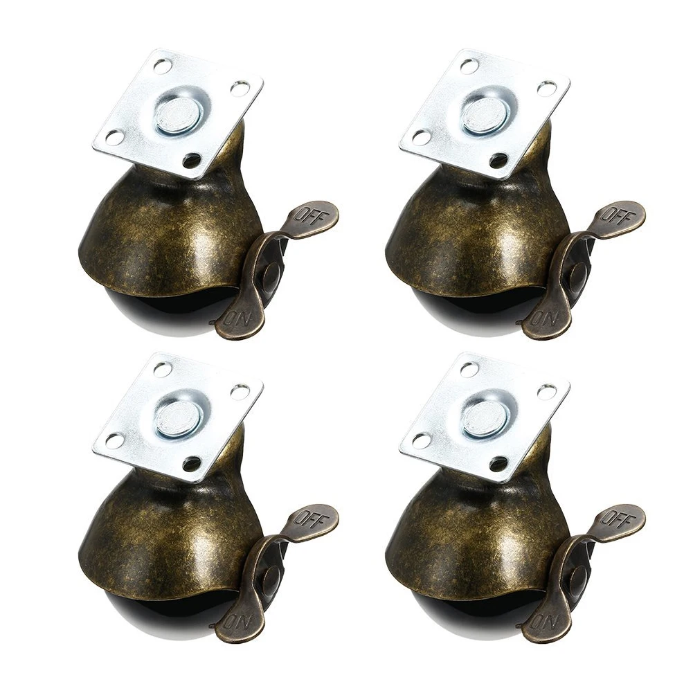 

50mm 2-inch Wheel 360 Degree Swivel Plate Hooded Ball Shaped Brake Caster 4pcs