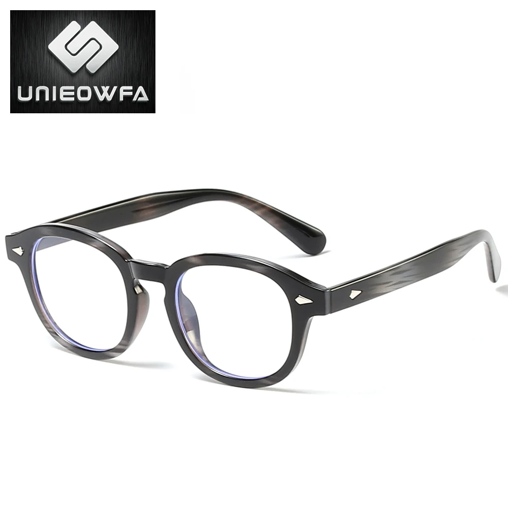 UNIEOWFA ретро овальные оптические очки, оправа для мужчин и женщин, близорукость, оправы для очков по рецепту, прозрачные винтажные очки, оправы для очков - Цвет оправы: C2
