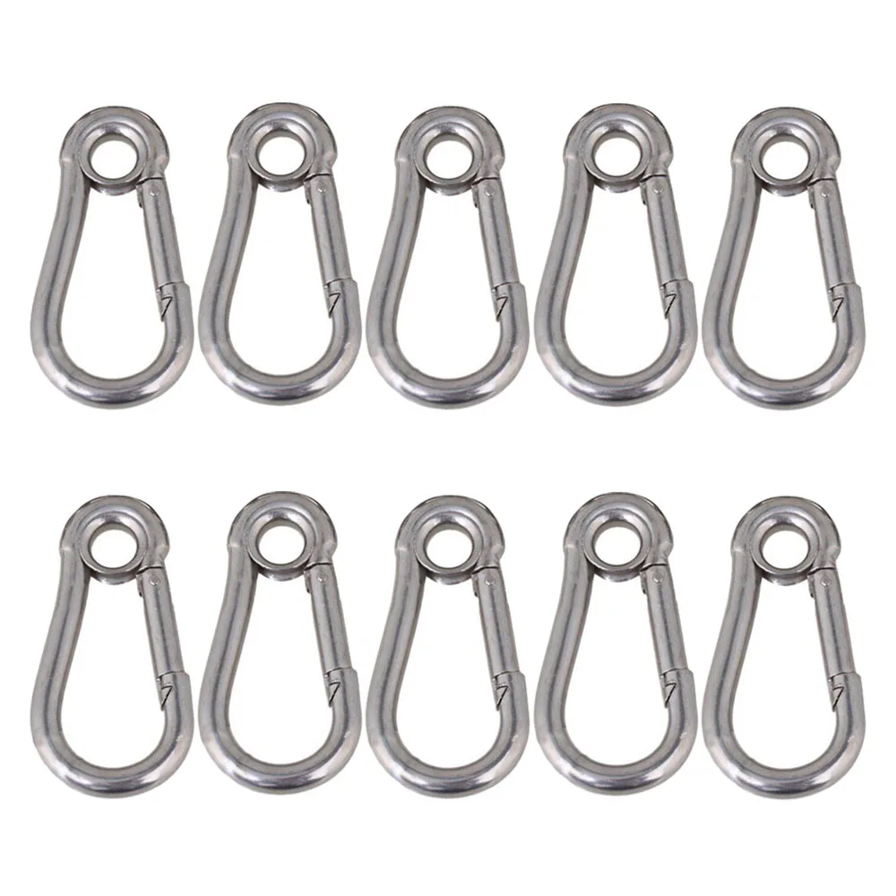

M5 Secure Lock 304 Stainless Steel 50mm Hook Carabiner Eyelet Pack of 10