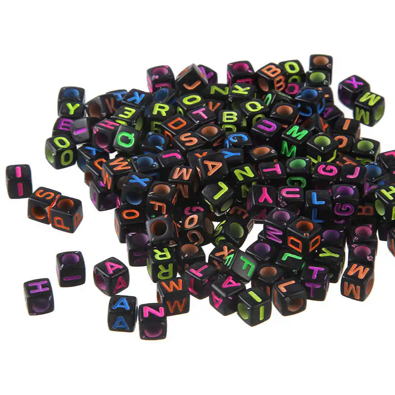 

Wholesale Mixed Colorful Acrylic Letters Loose Beads Fit Bracelet For Women Jewelry Making DIY Accessories 200pcs 6mm beads