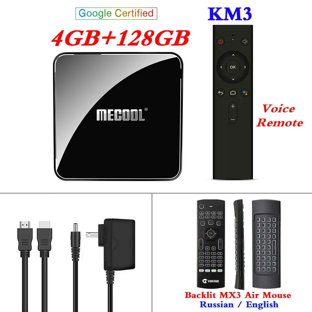 Mecool Androidtv 9,0 KM3 KM9 Pro ATV Box Google Сертифицированный S905X2 4K медиаплеер 2,4G/5G WiFi KM9 Android 9,0 смарт-приставка - Цвет: KM3 4G128G MX3