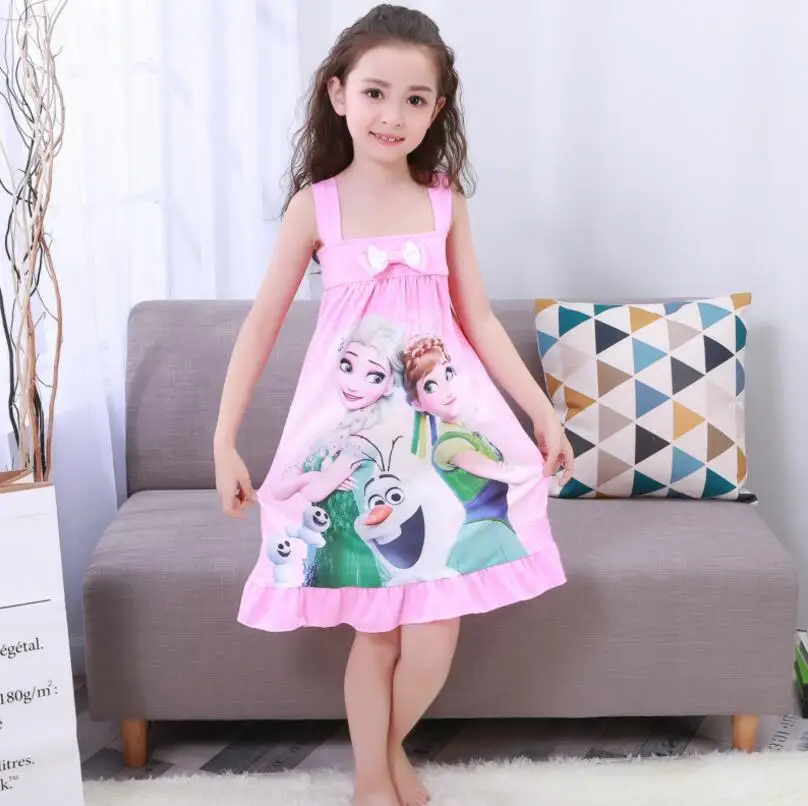 Летняя Детская Ночные рубашки для девочек с коротким рукавом платье милые Обувь для девочек пижамы Детский праздничный костюм принцессы с рисунком пижамы